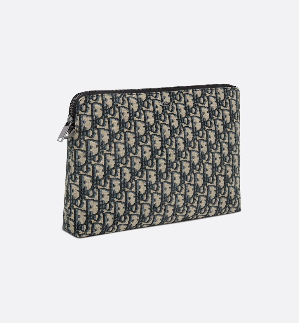 Pouch Beige and black Oblique jacquard