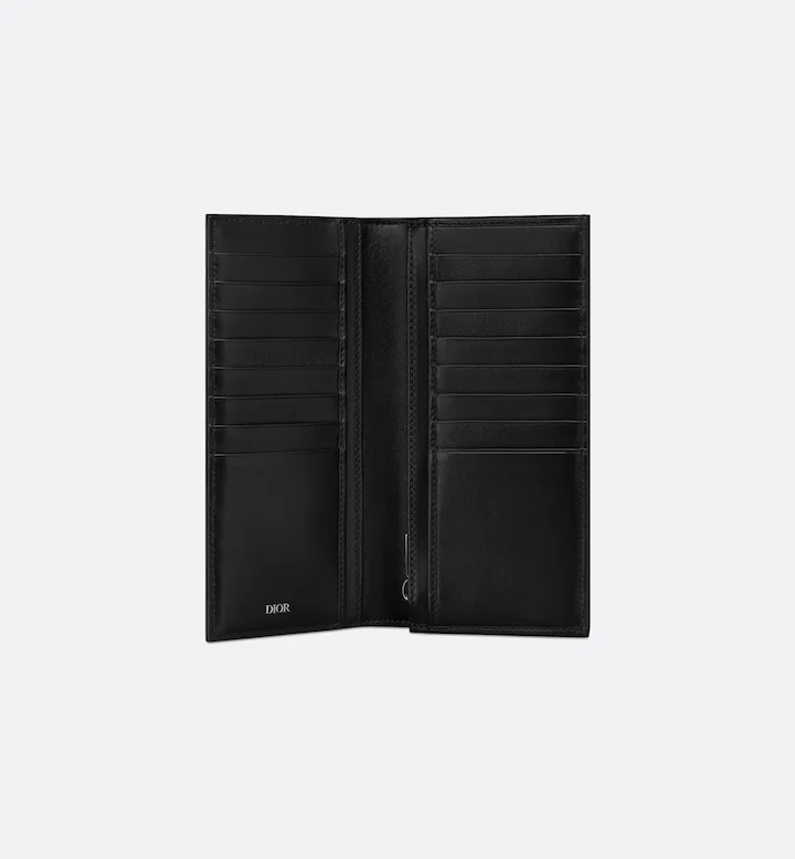 Vertical Bifold Wallet Black CD Diamond Canvas