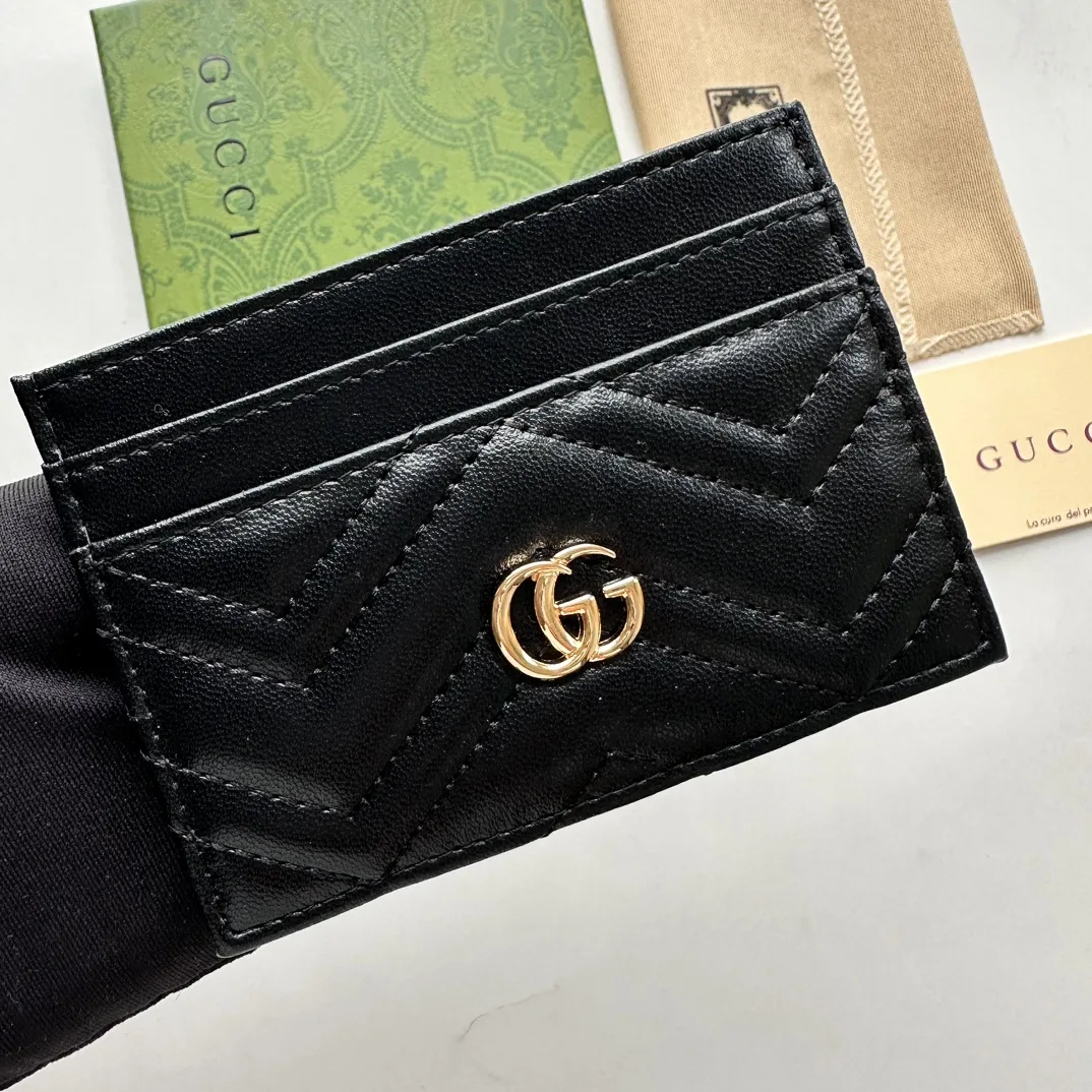 Gucci GG Marmont card case black leather-wallet