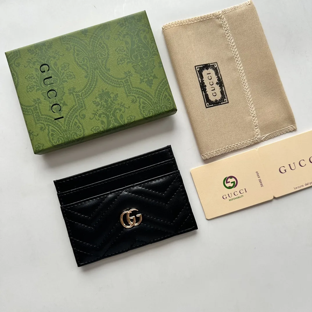 Gucci GG Marmont card case black leather-wallet