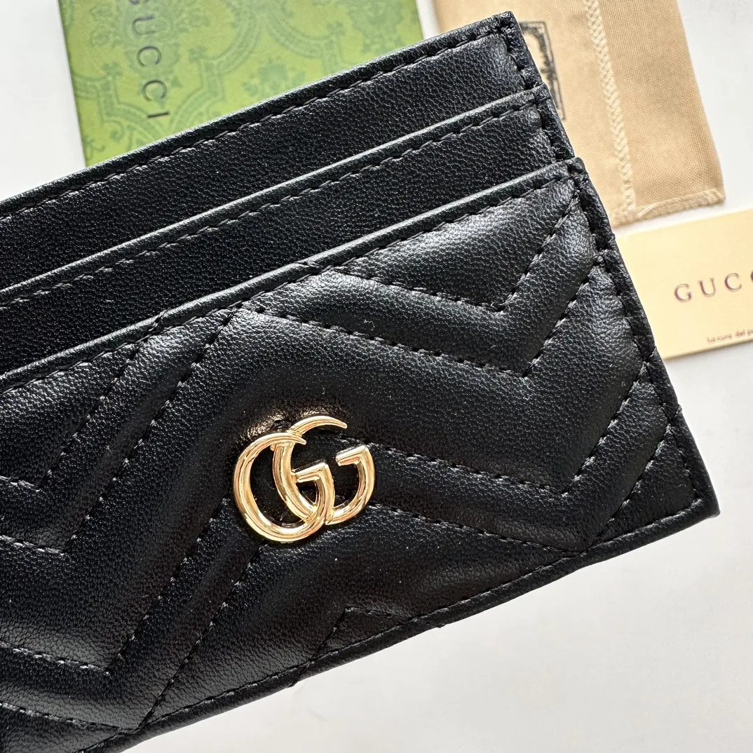 Gucci GG Marmont card case black leather-wallet