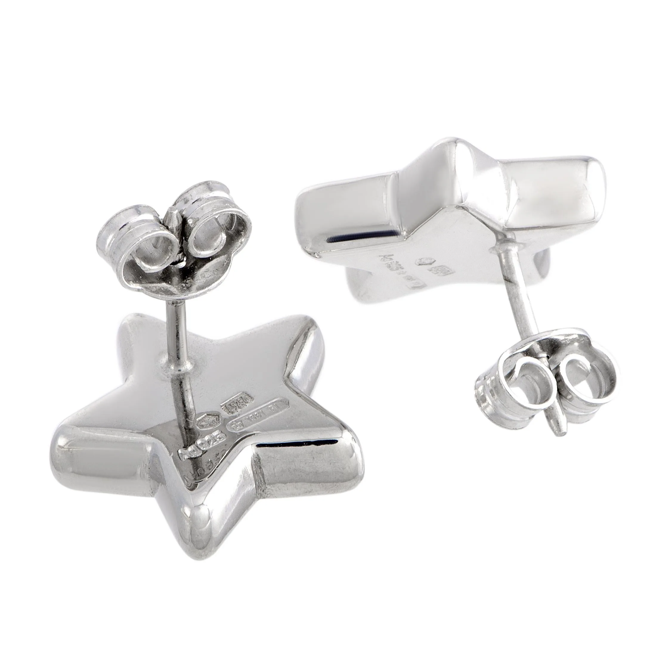 Trademark Rhodium-Plated Silver Star Stud Earrings