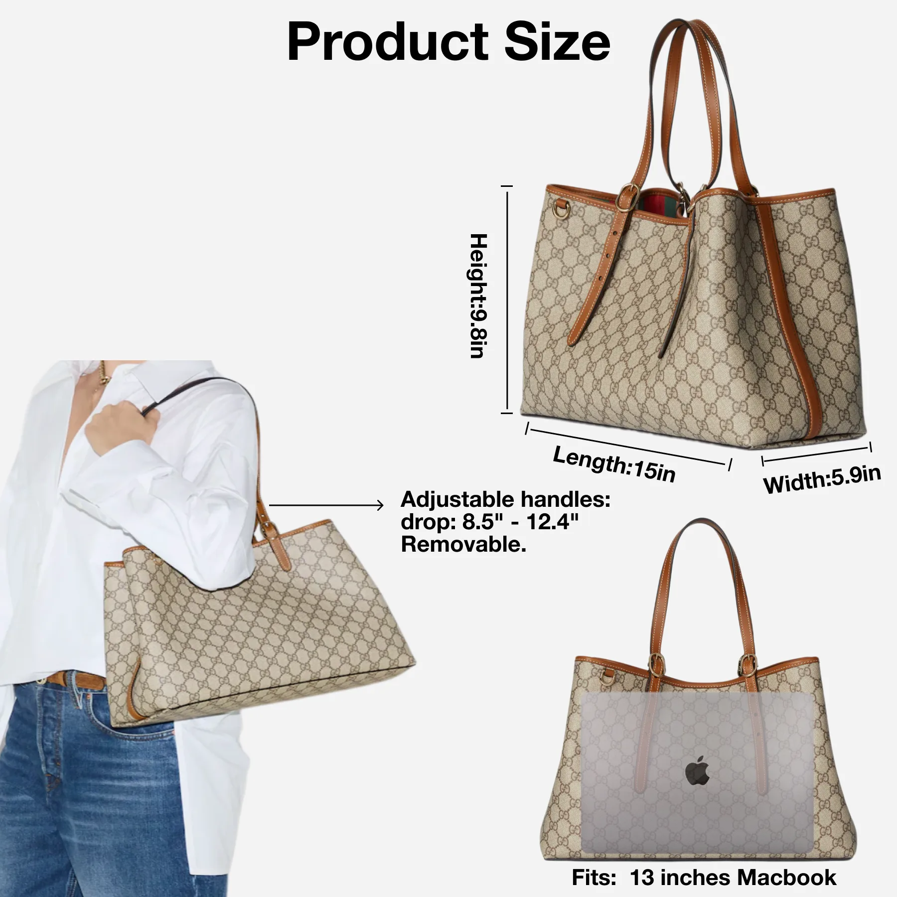 Gucci GG Emblem Large brown tote bag