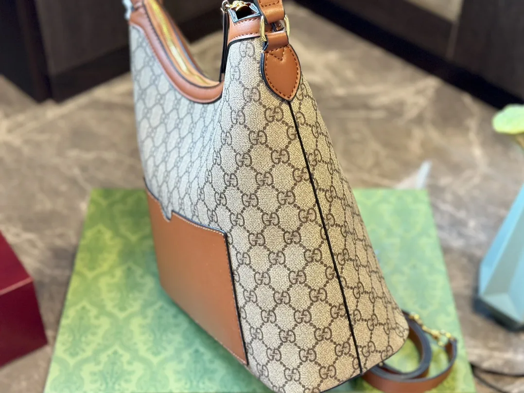 Brown Monogram Canvas Leather Hobo Bag Linea