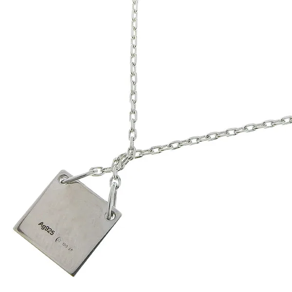 Square logo plate Silver 925 Ladies Necklace A-rank