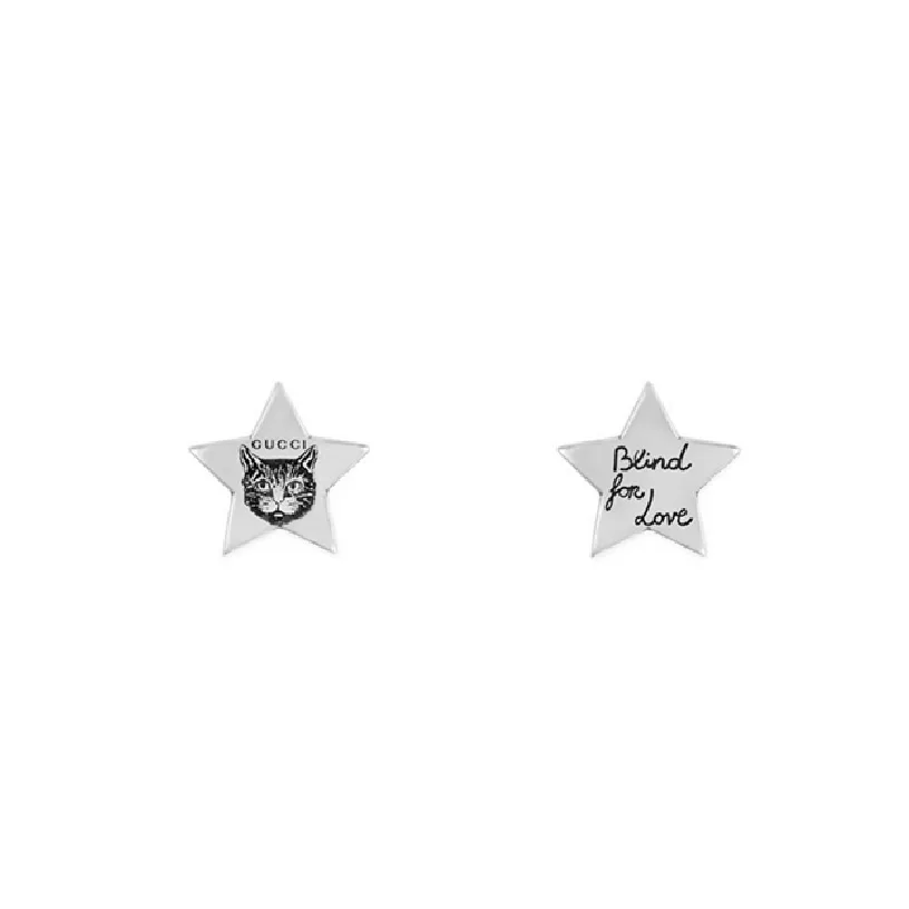 SILVER BLIND FOR LOVE STAR EARRINGS