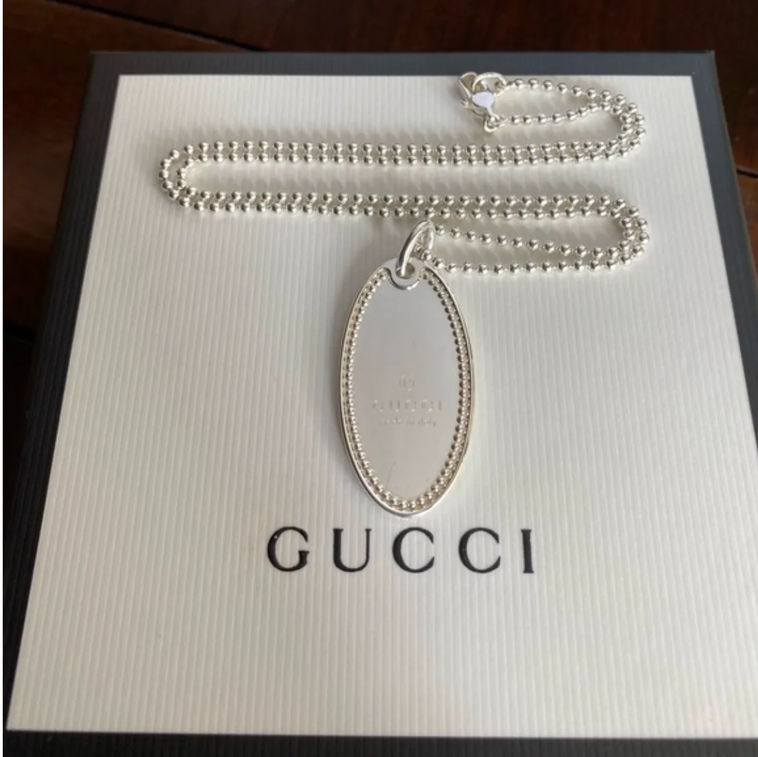 Sterling Silver Oval Charm Necklace