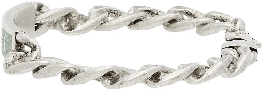 Silver Enamel Logo Bracelet