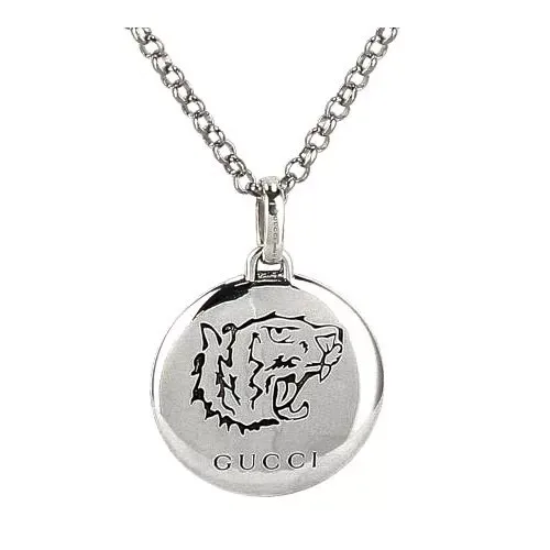Necklace BLIND FOR LOVE Tiger Head Motif Pendant Adjustable Chain Silver