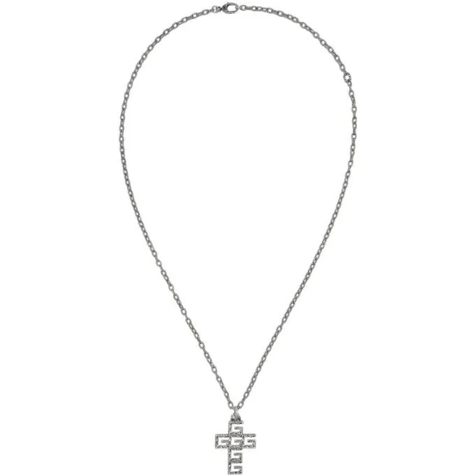 Silver Square G Cross Necklace