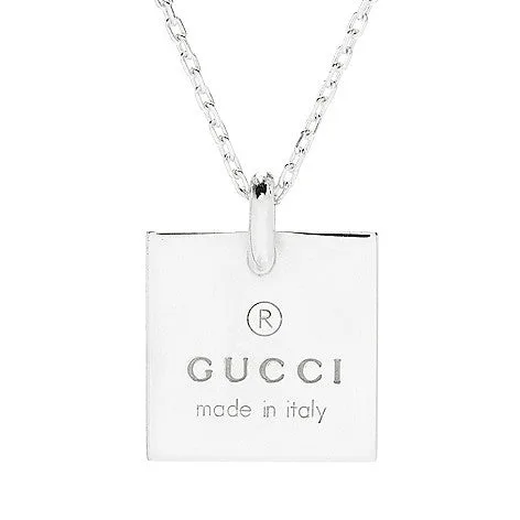 Sterling Silver Trademark Logo Square Pendant Necklace