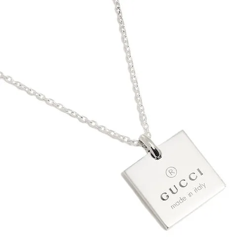 Sterling Silver Trademark Logo Square Pendant Necklace