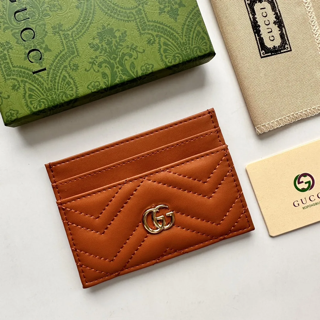 Gucci GG Marmont card case orange leather-wallet