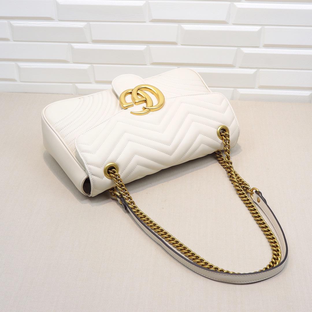 Gucci GG Marmont Small Shoulder Bag in white leather - Bag