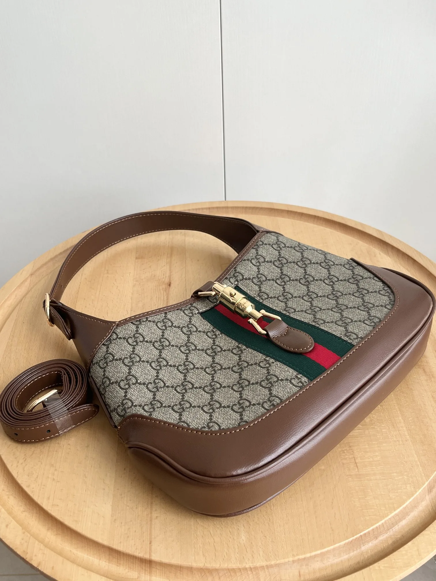 Gucci Jackie 1961 Shoulder Bag Small GG Beige/Ebony - Bag