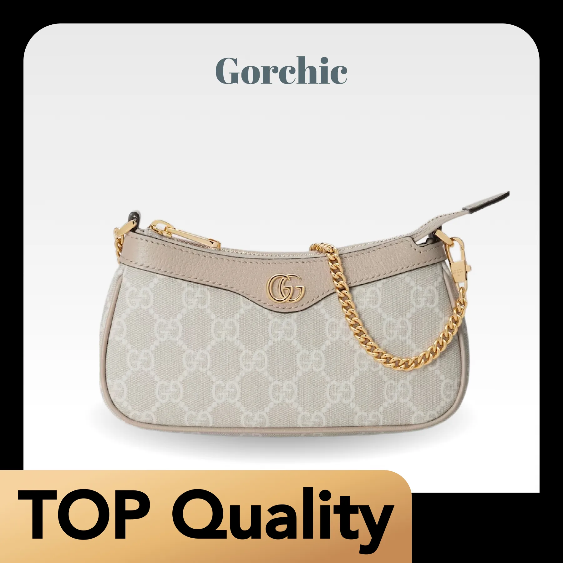 [TOP]Gucci GG Ophidia mini bag in beige and white