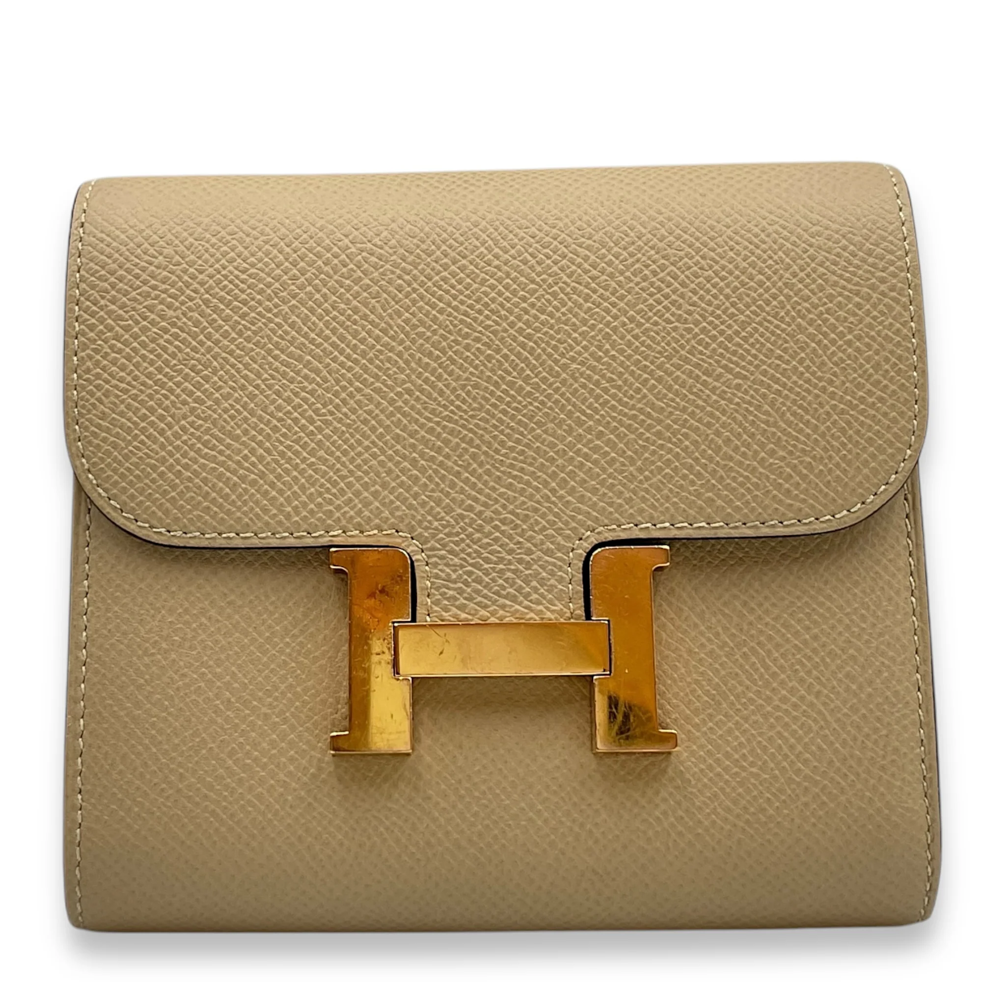 Constance Compact Trench Wallet in Epsom, Gold hardware