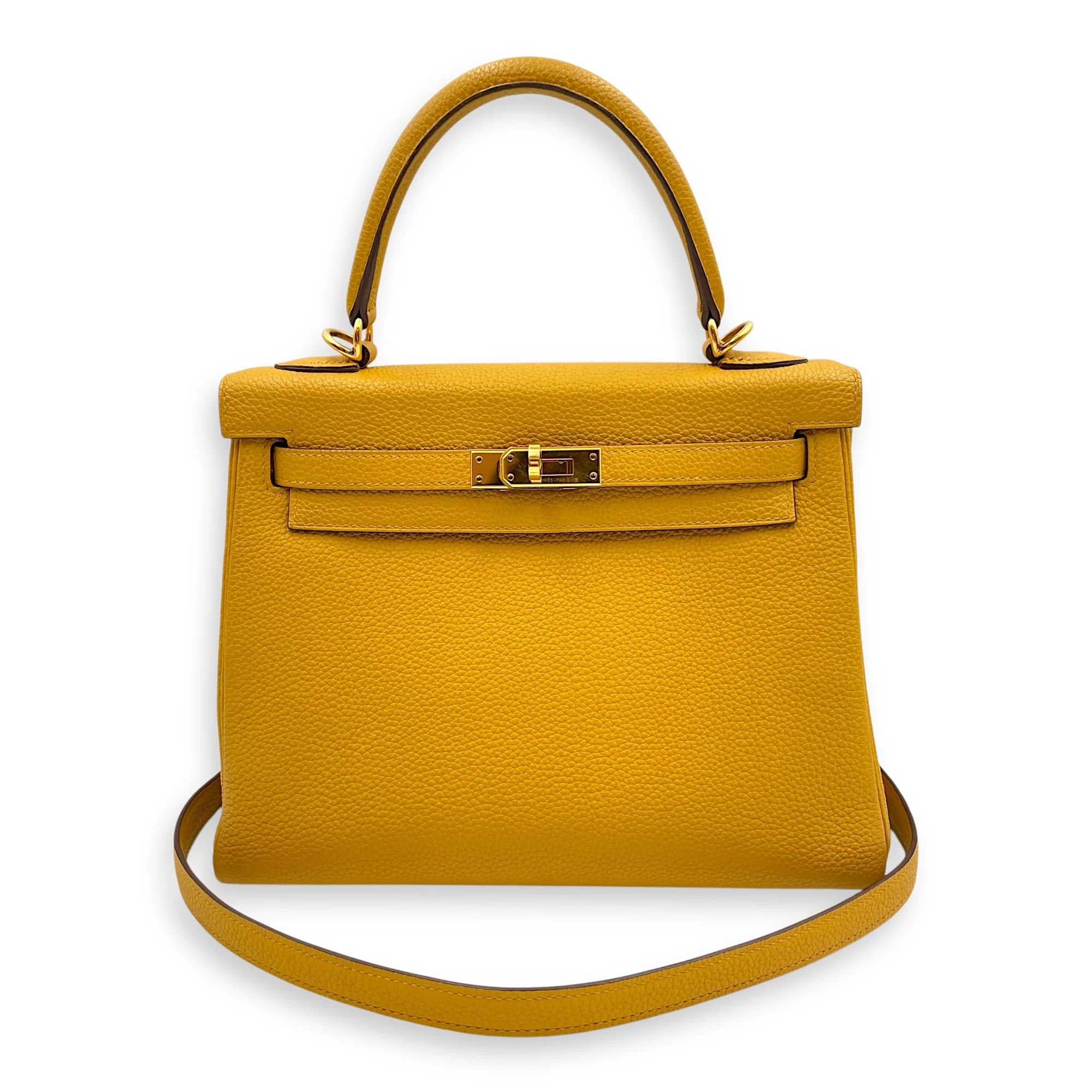 Kelly 25 Jaune Ambre in Togo, Gold hardware
