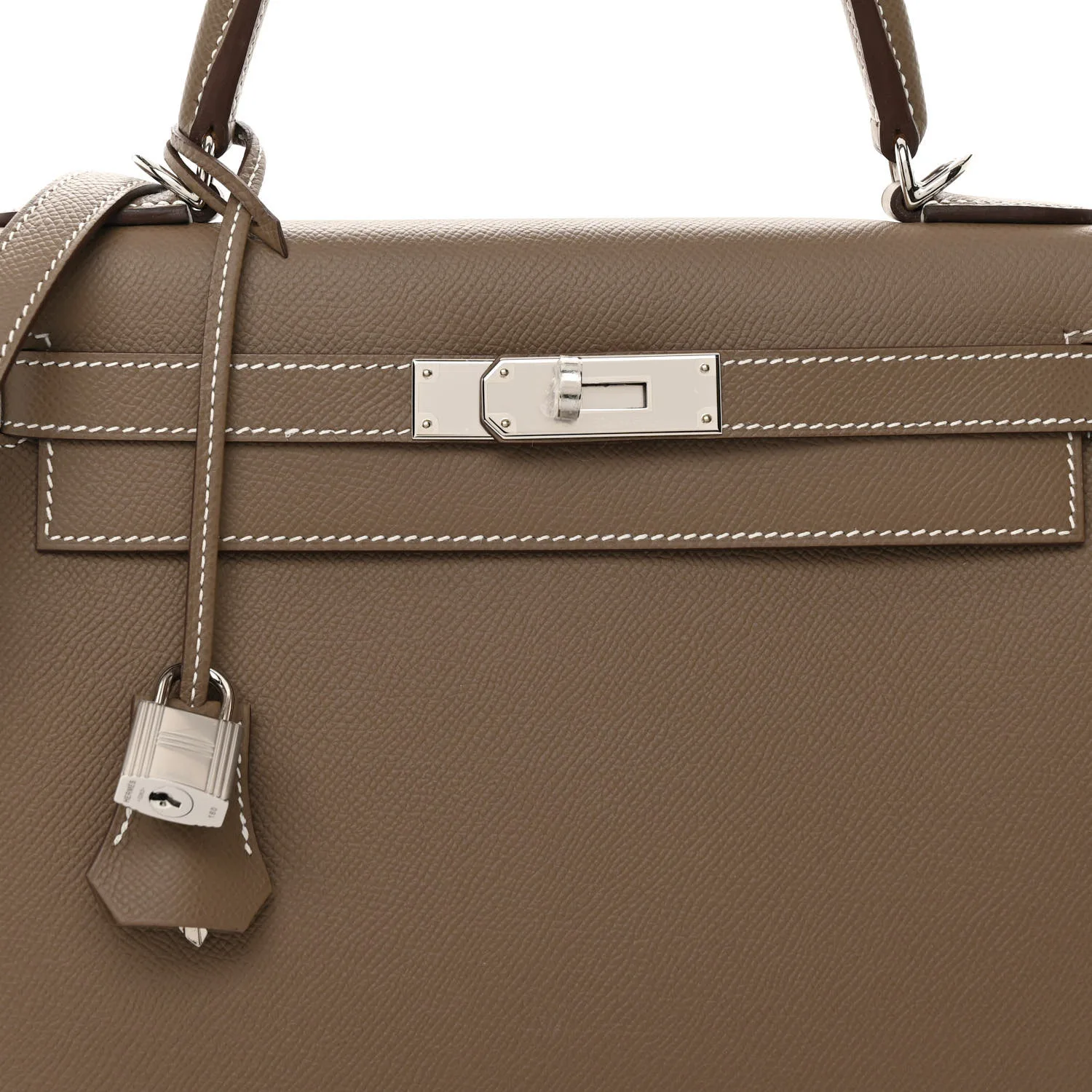 Epsom Kelly Sellier 28 Etoupe (Silver Lock)