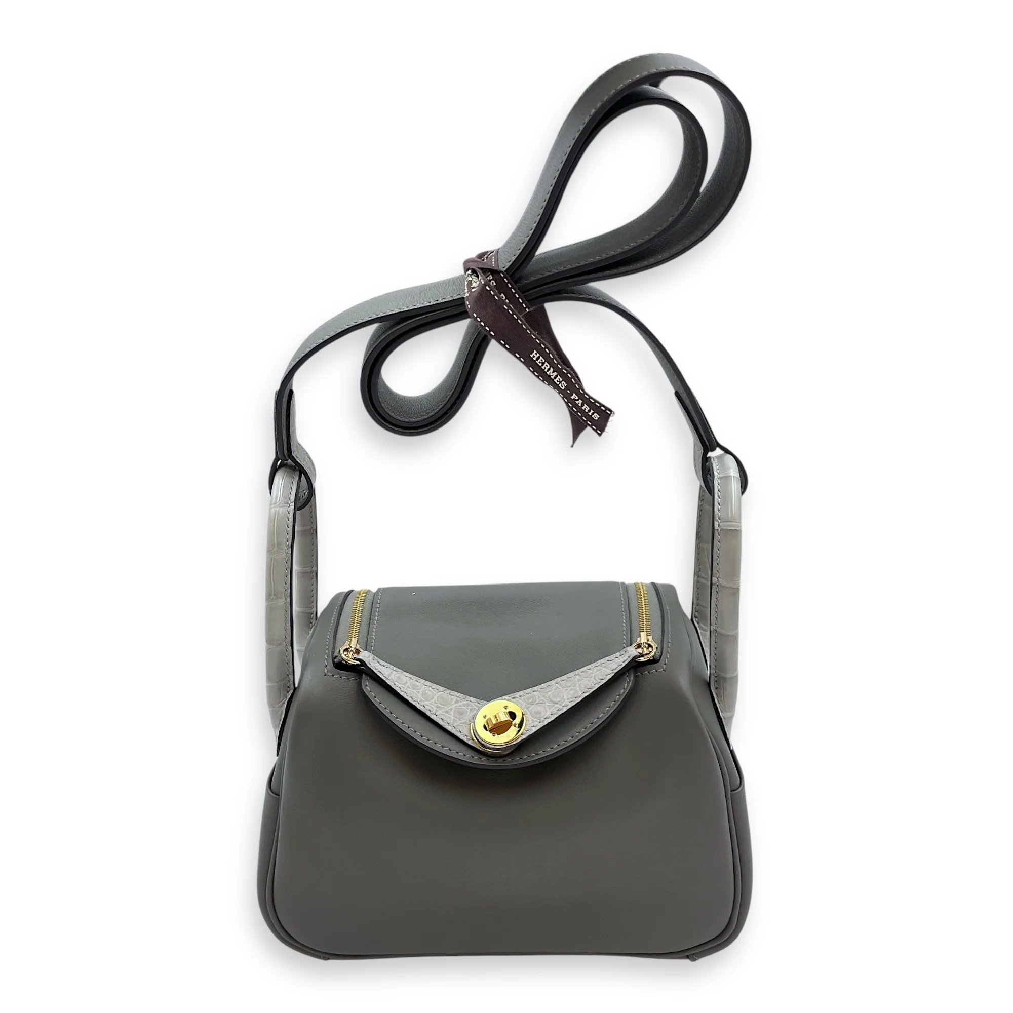 Lindy Touch Mini Gris Meyer/Gris Perle in Swift/Matte Alligator, Gold hardware
