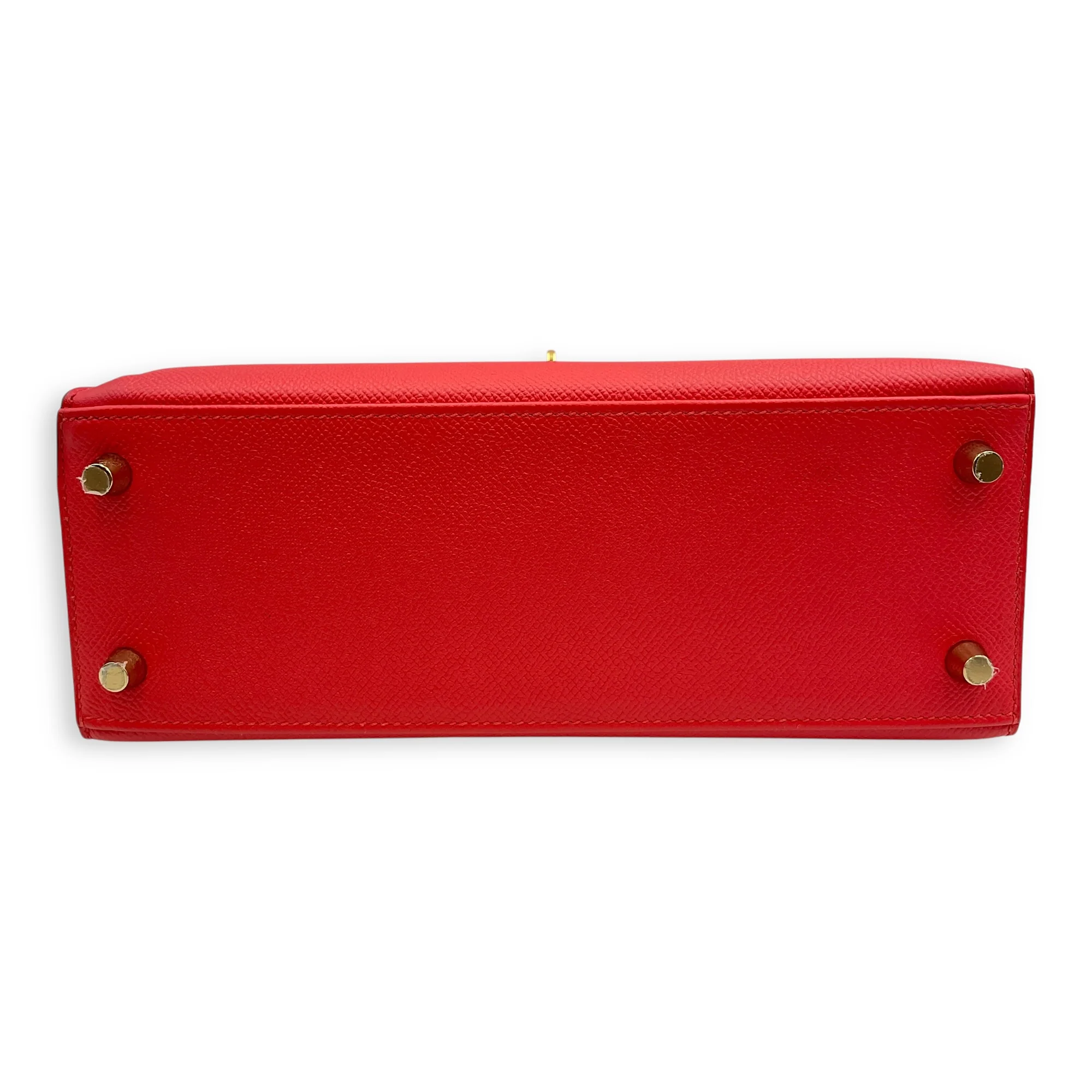 Sellier Kelly 25 Rouge Tomate in Epsom, Gold hardware