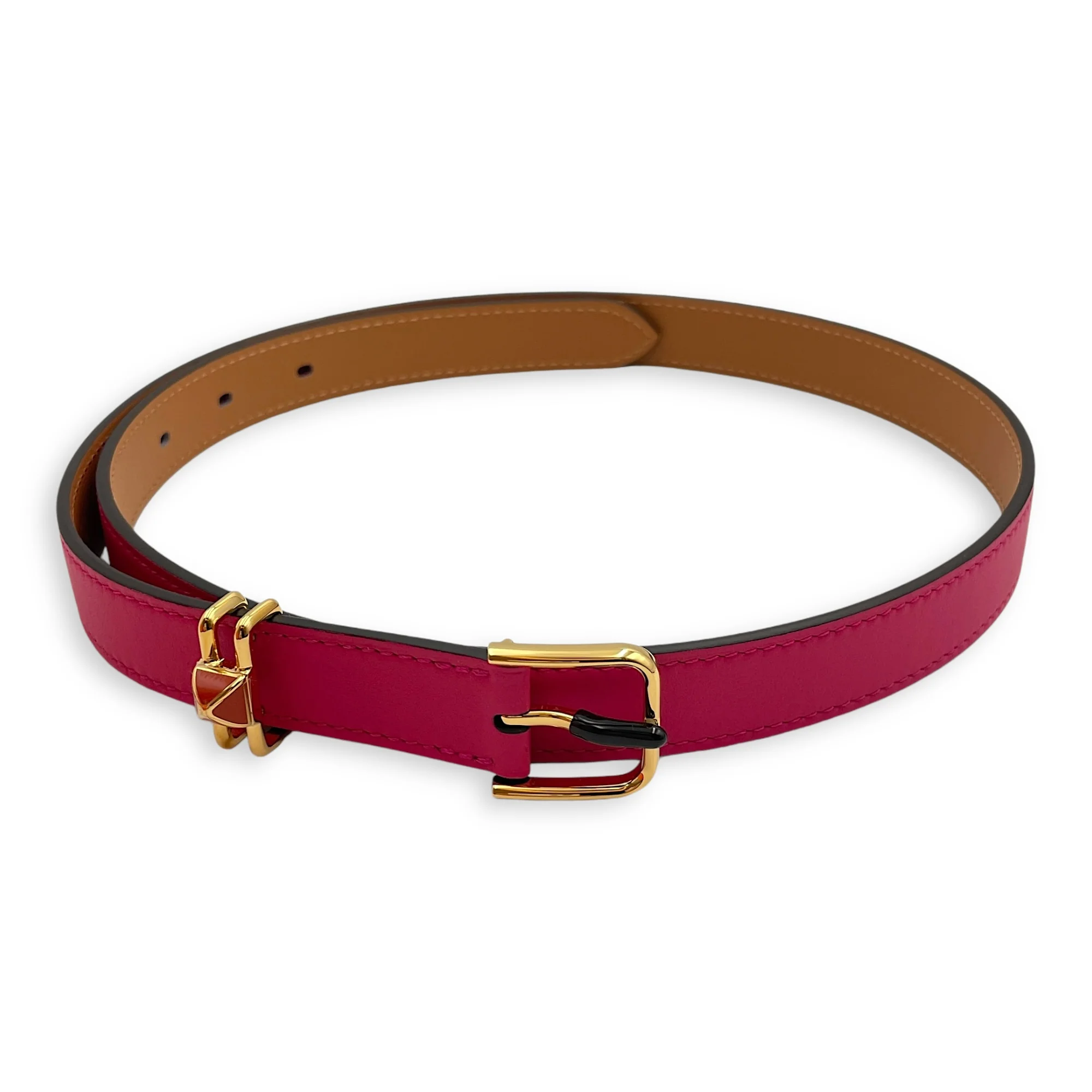 Mini Clou 75 Rose Mexico Belt in Swift, Gold hardware