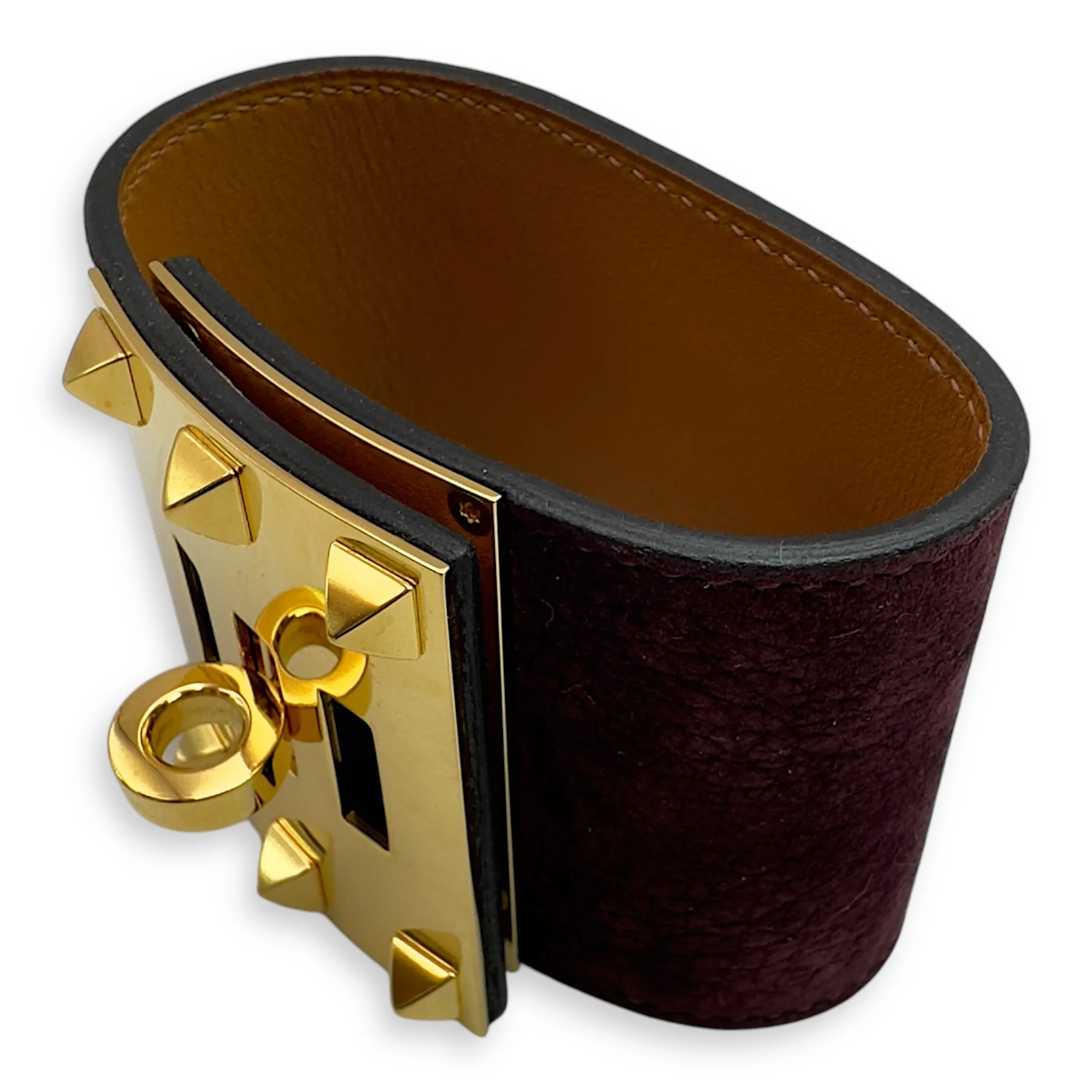Kelly Dog Extreme S Purple Bracelet in Suede Leather, Gold hardware