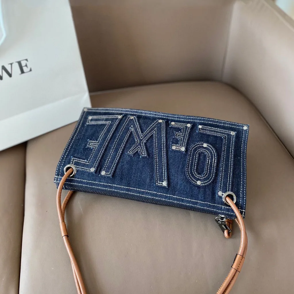 Big Logo Denim Shoulder Bag