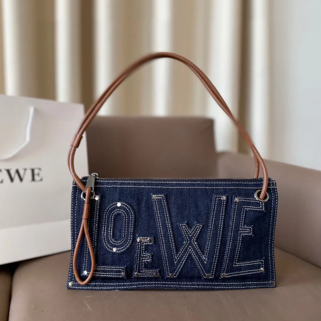 Big Logo Denim Shoulder Bag