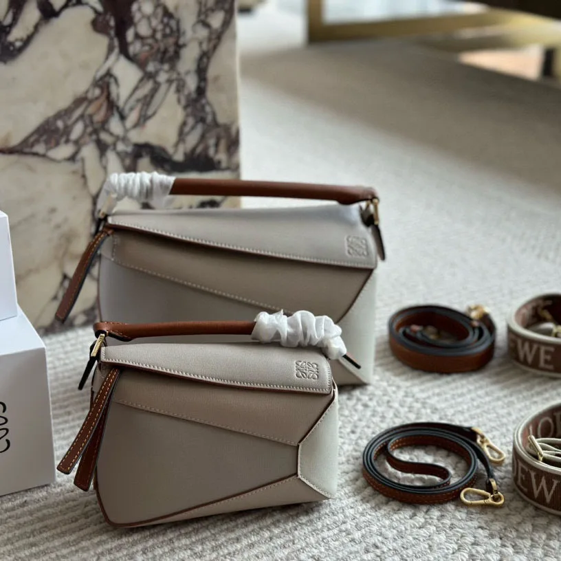 Puzzle bag in soft grained calfskin