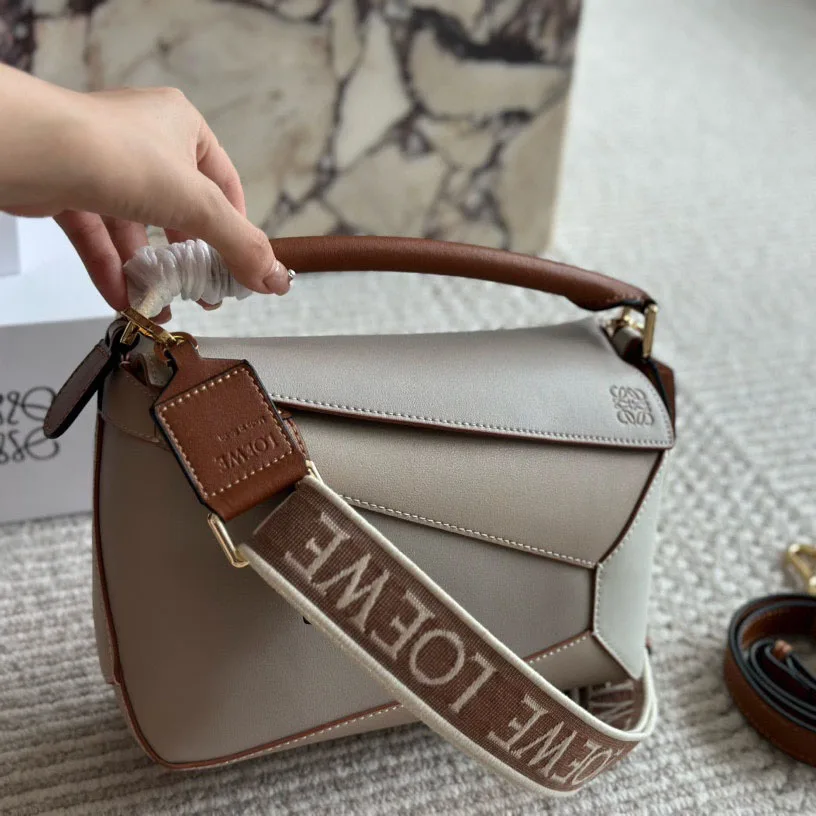 Puzzle bag in soft grained calfskin