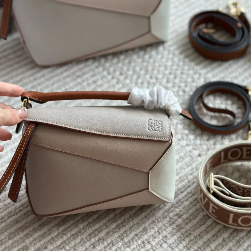 Puzzle bag in soft grained calfskin