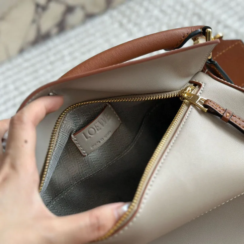 Puzzle bag in soft grained calfskin