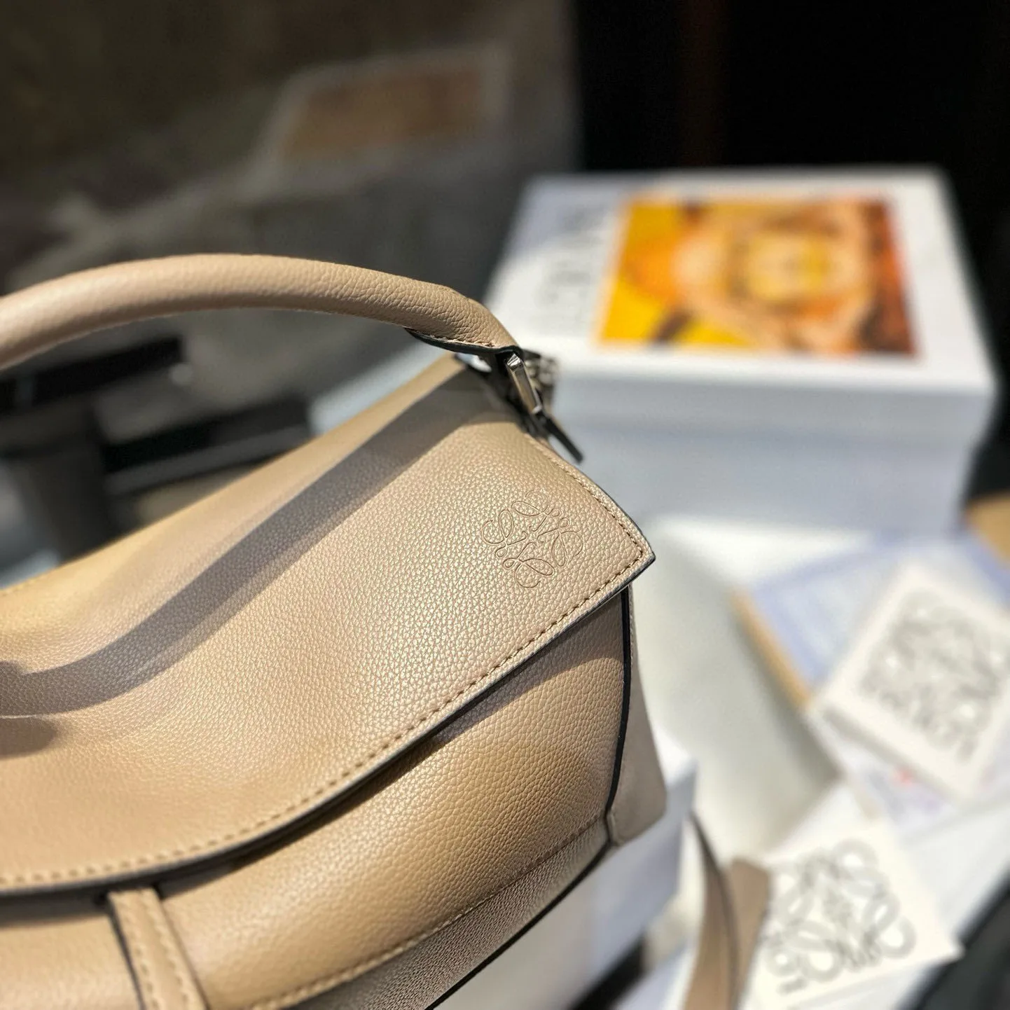 Puzzle bag in soft grained calfskin