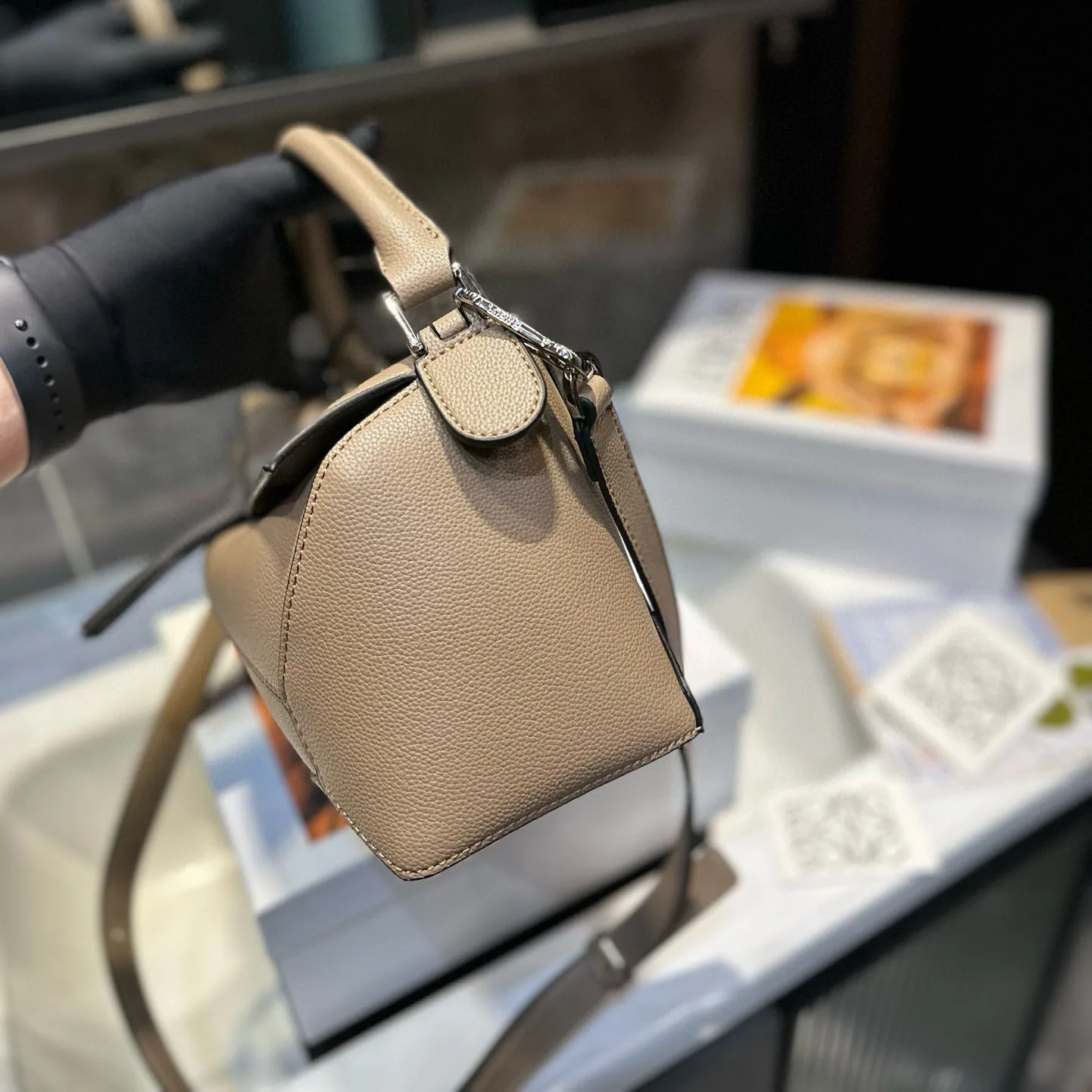 Puzzle bag in soft grained calfskin