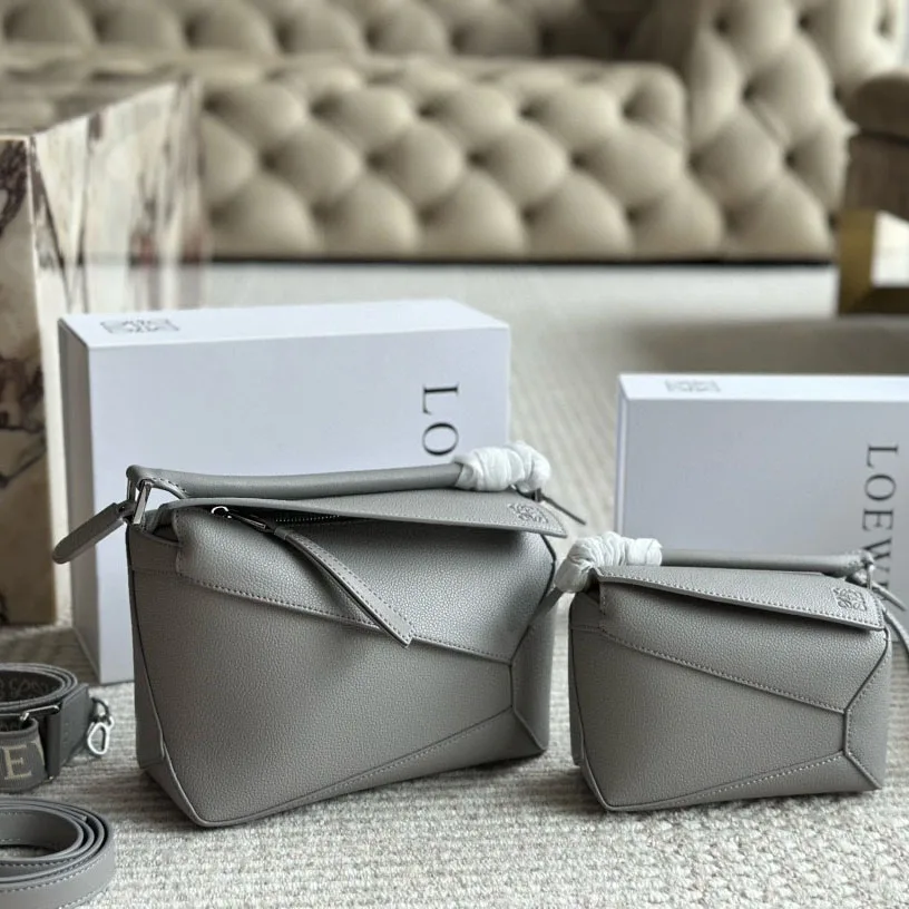 Puzzle bag in soft grained calfskin