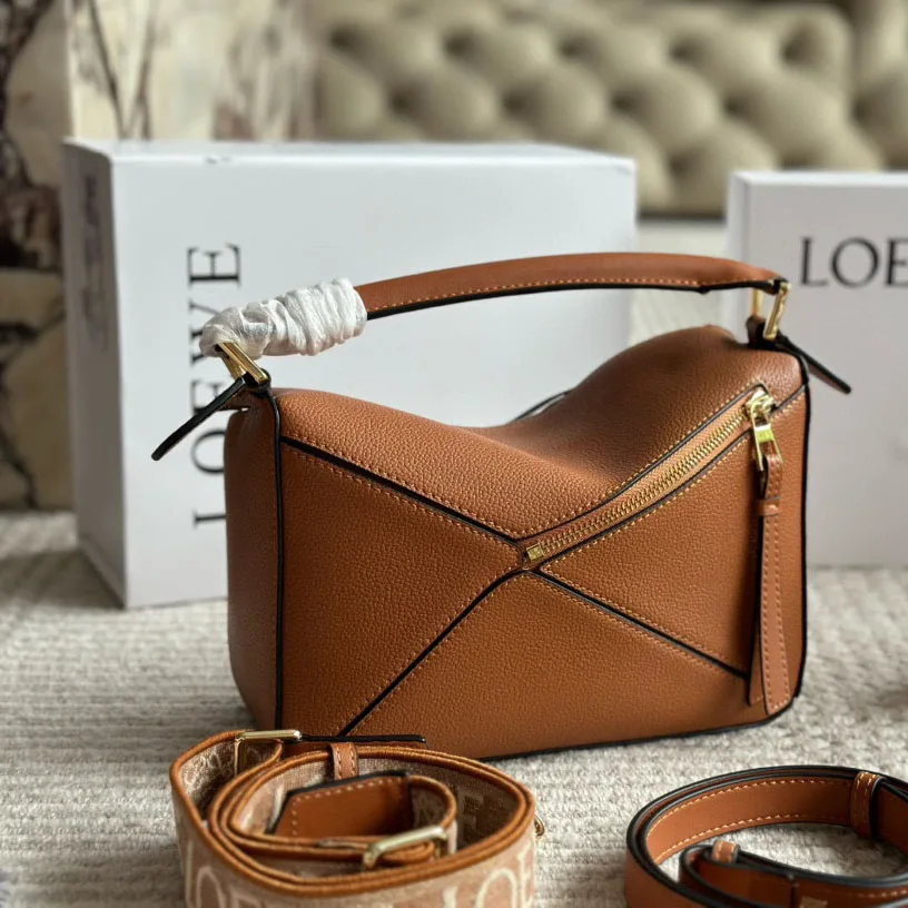 Puzzle bag in soft grained calfskin