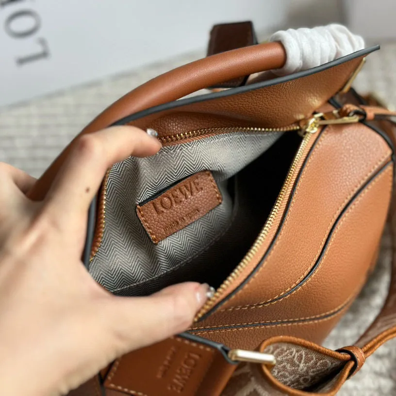 Puzzle bag in soft grained calfskin
