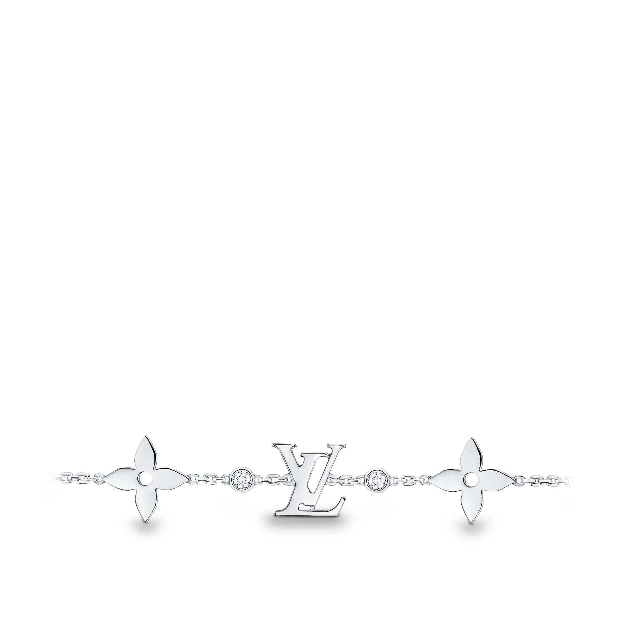 IDYLLE BLOSSOM MONOGRAM BRACELET, WHITE GOLD AND DIAMONDS