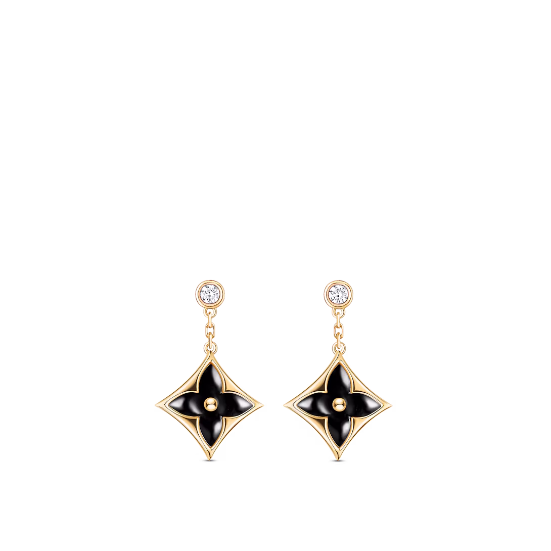 Louis Vuitton Color Blossom BB Star Ear Studs, Yellow Gold, Onyx And Diamonds