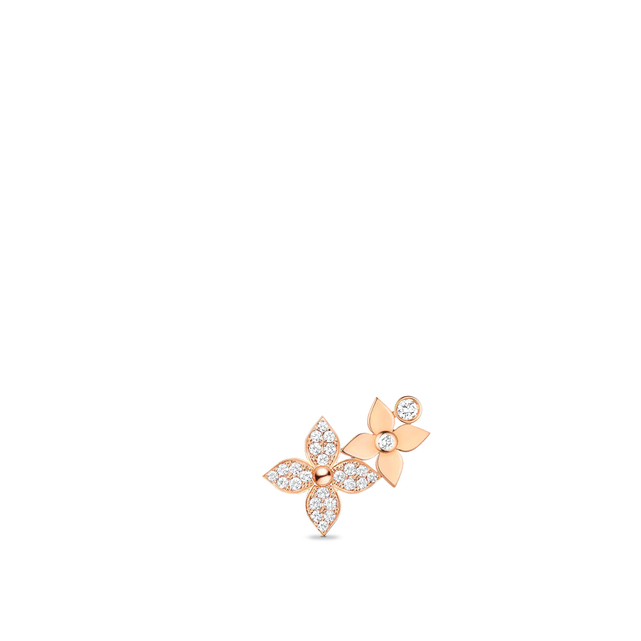 Star Blossom Right Earring, Pink Gold And Diamonds - Per Unit