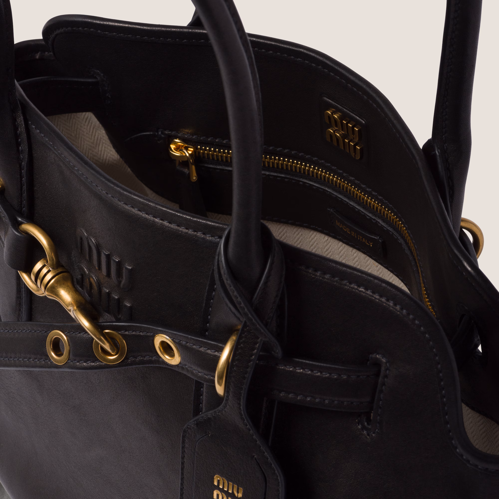 MiuMiu Aventure nappa leather bag-Black