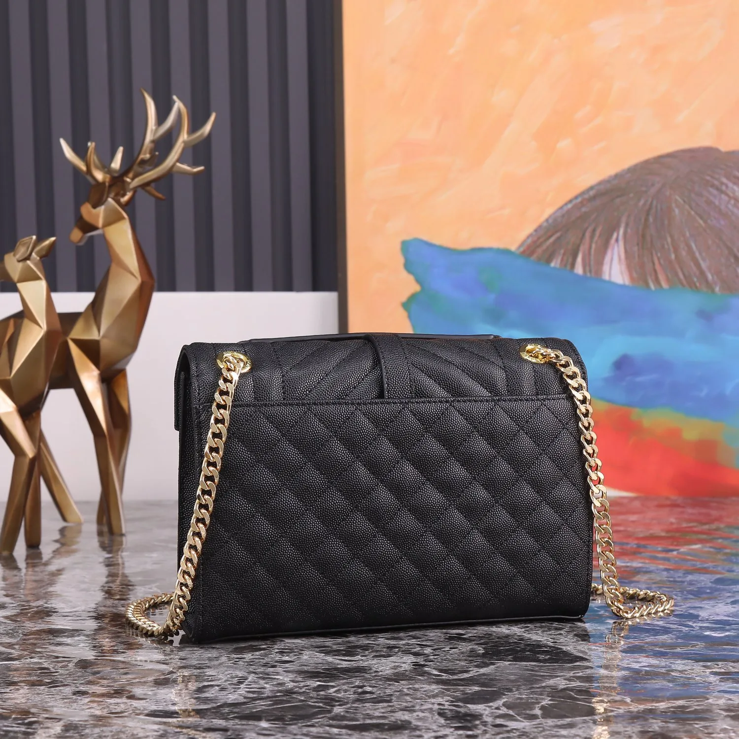 SAINT LAURENT Envelope Medium Bag -Black Bag