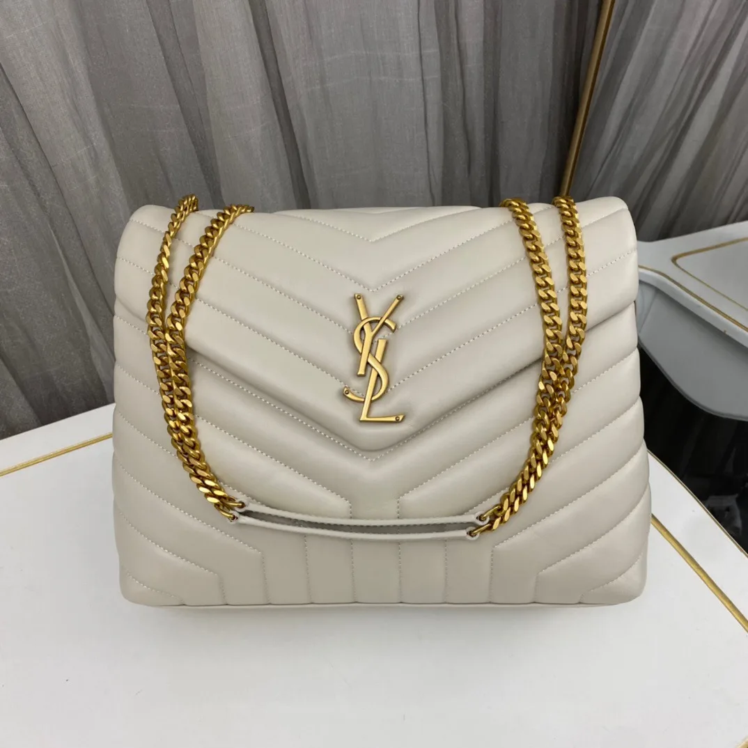 SAINT LAURENT Loulou medium quilted leather shoulder bag white - Bag