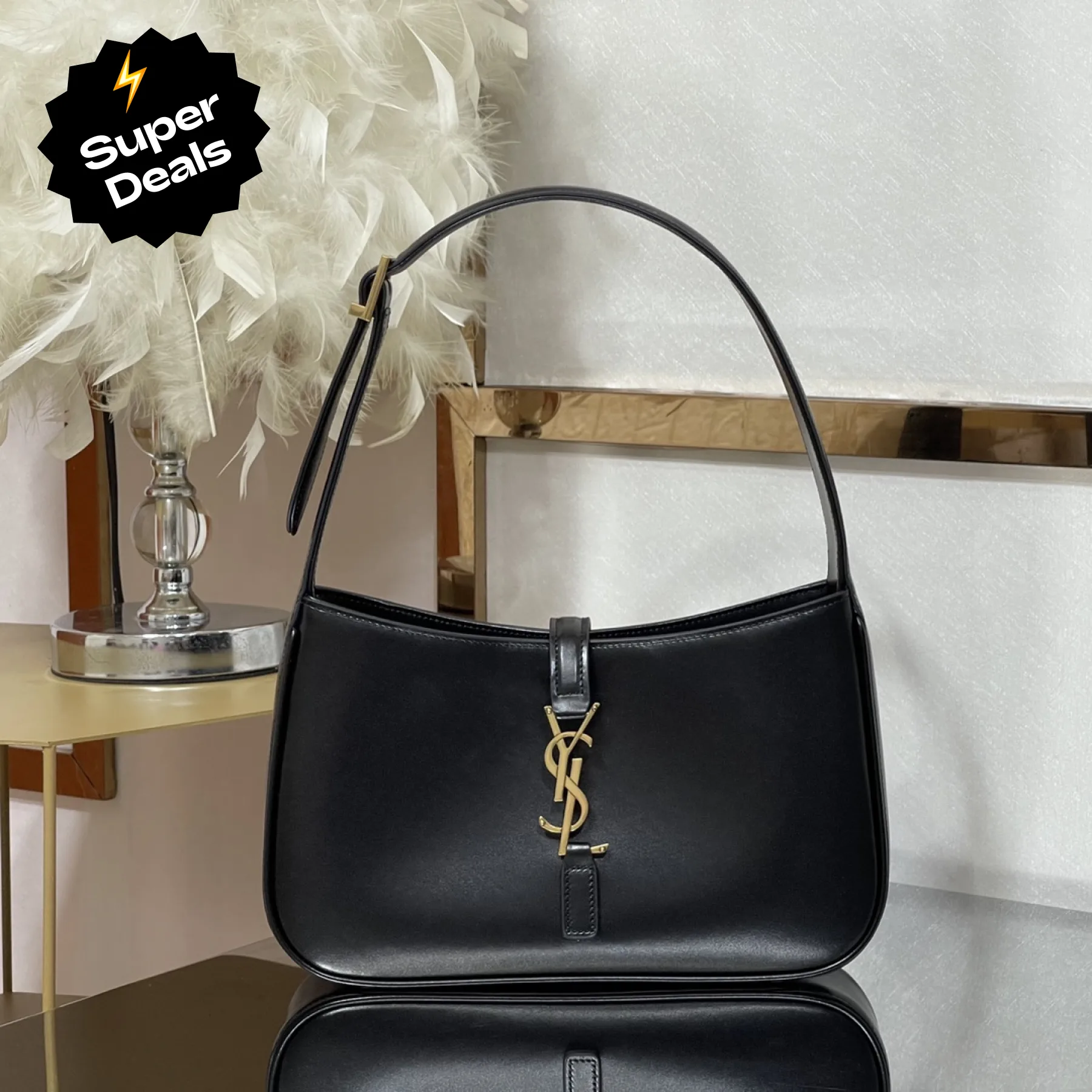 SAINT LAURENT YSL Croc-Embossed Le 5 à 7 Hobo Bag