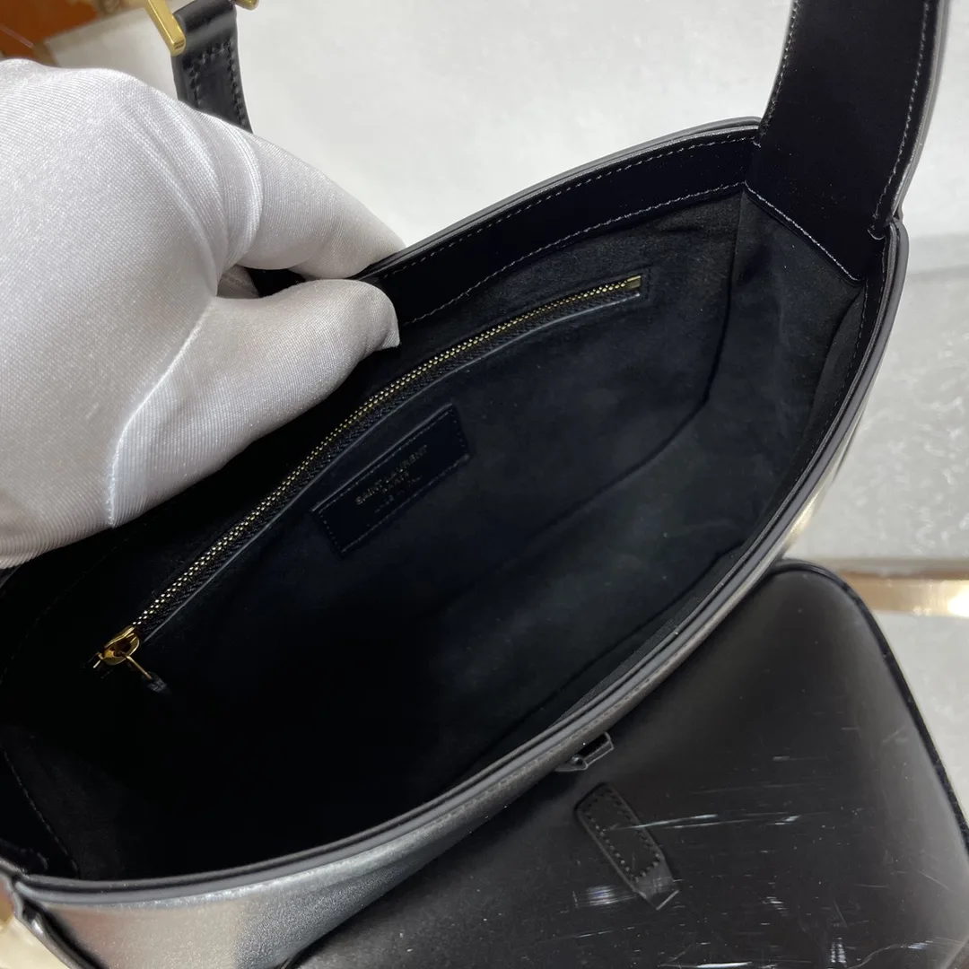 SAINT LAURENT YSL Croc-Embossed Le 5 à 7 Hobo Bag
