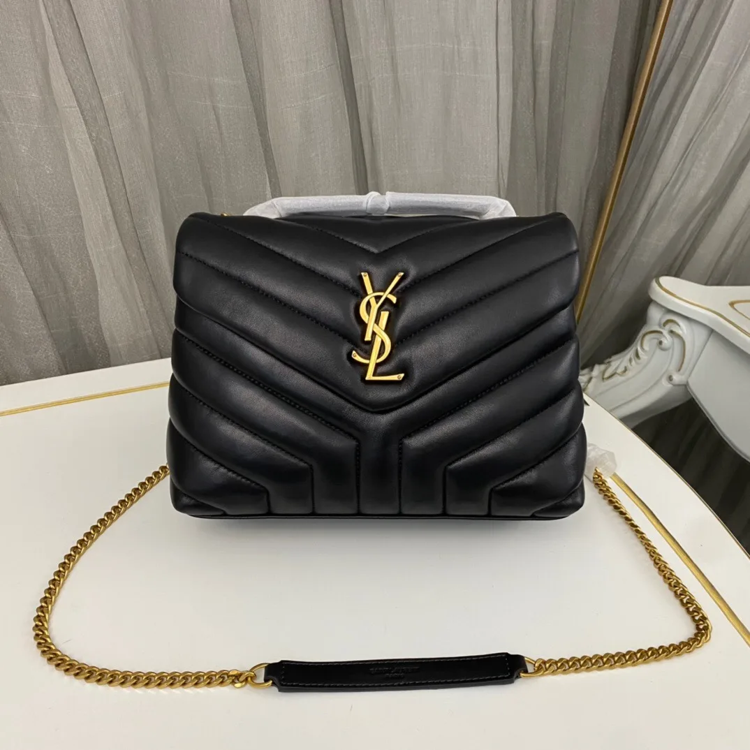 SAINT LAURENT Loulou Small Quilted Leather Shoulder Bag Black - Bag