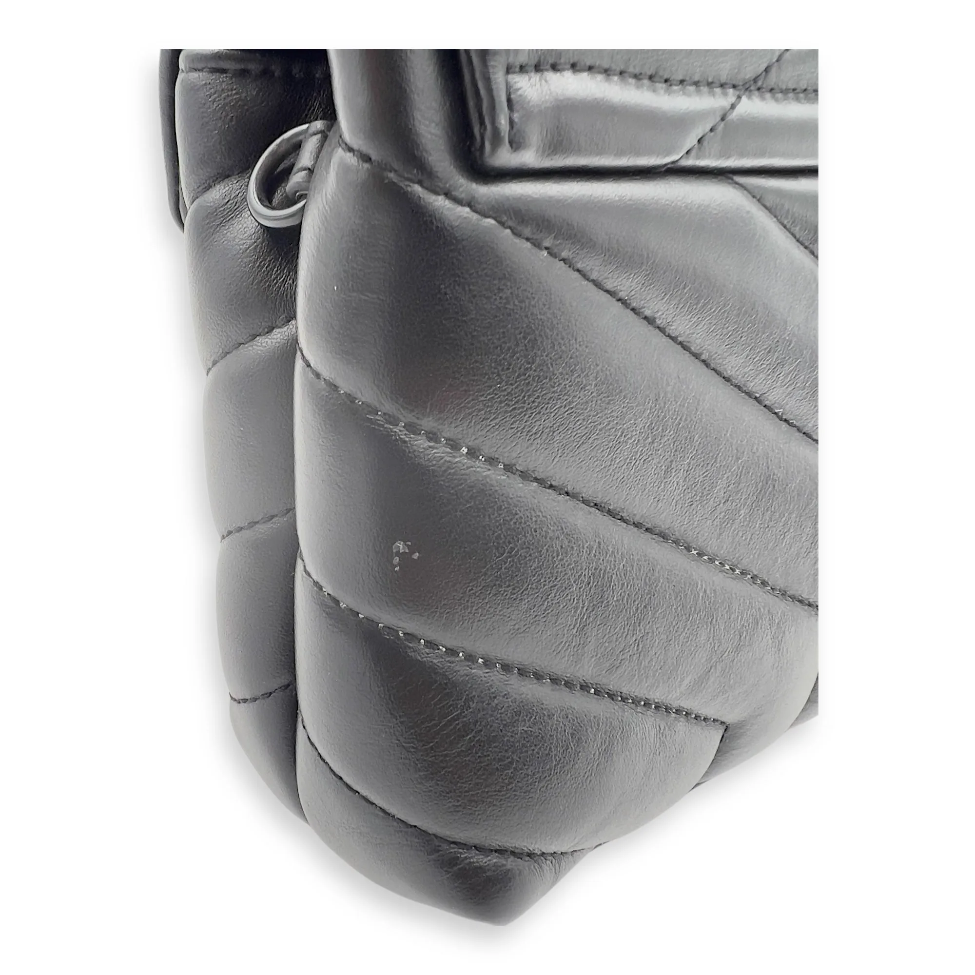 Loulou Shoulder Bag Black in Calfskin, Acetate hardware