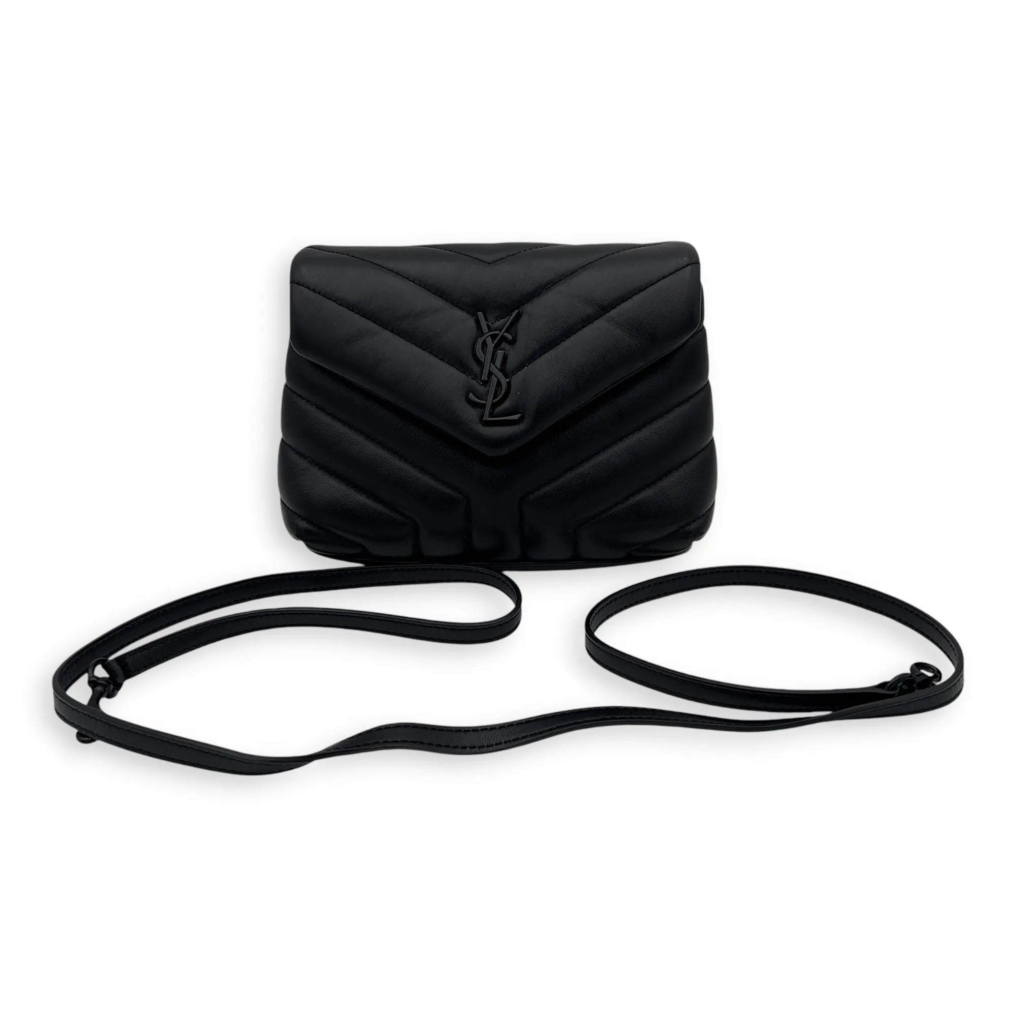 Loulou Shoulder Bag Black in Calfskin, Acetate hardware