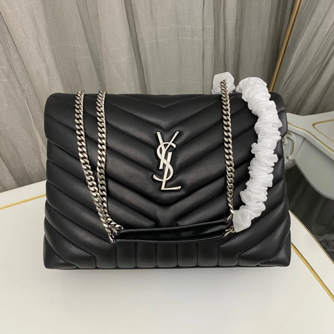 SAINT LAURENT Loulou medium quilted leather shoulder bag black - Bag